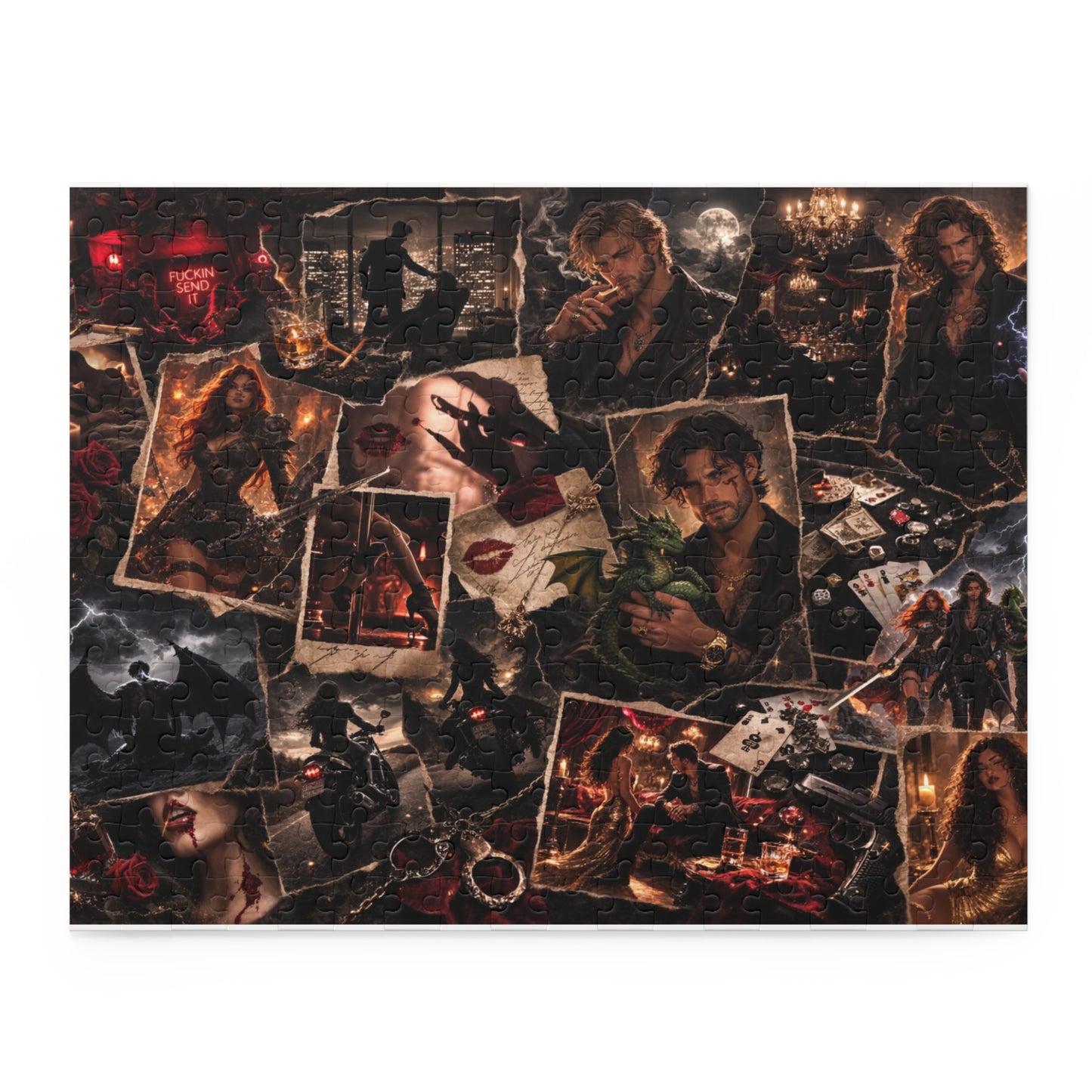 Mystery Noir Collage Puzzle — 120/252/500-Piece Thriller Jigsaw