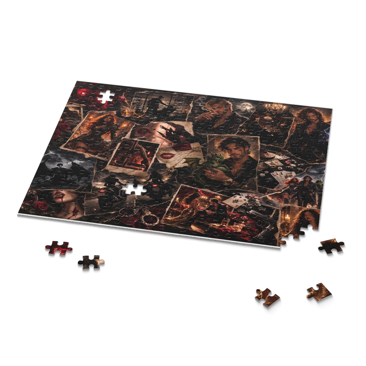 Mystery Noir Collage Puzzle — 120/252/500-Piece Thriller Jigsaw
