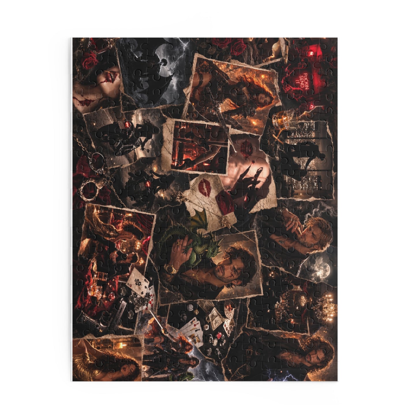 Mystery Noir Collage Puzzle — 120/252/500-Piece Thriller Jigsaw